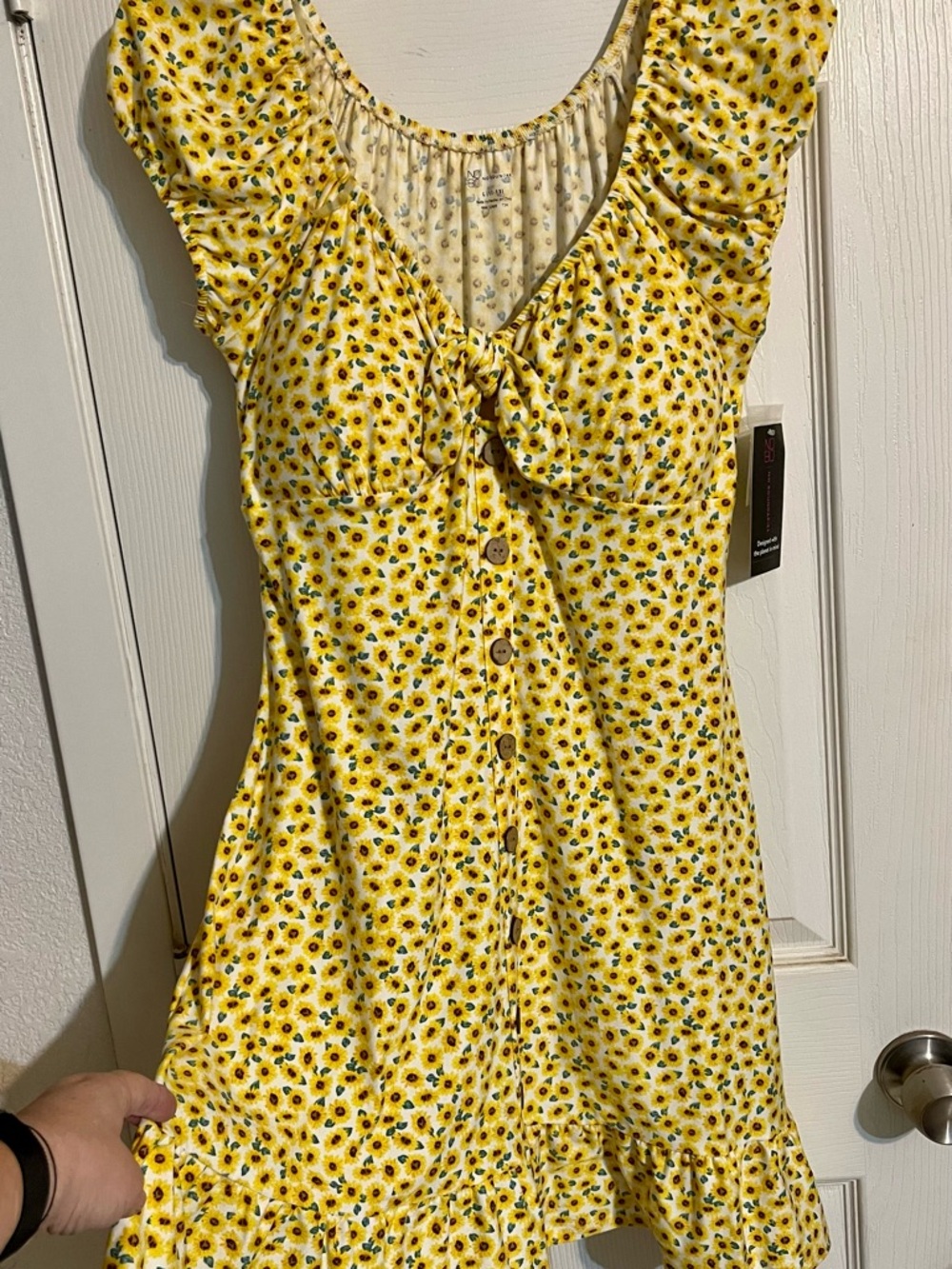 Yellow Floral Tie-Front Sundress